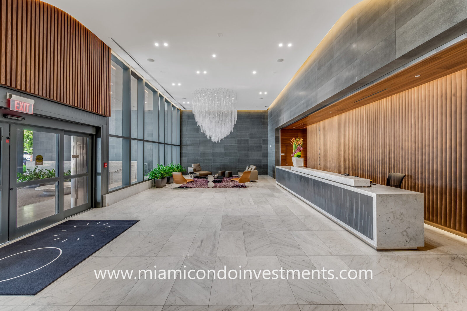 lower lobby at Rise Brickell City Centre