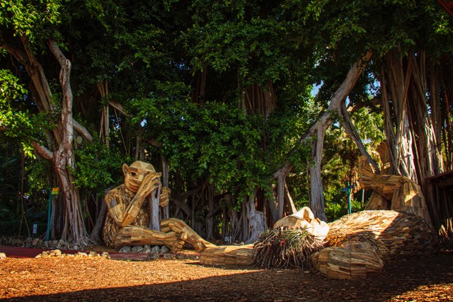 Thomas Dambo's trolls at Pinecrest Gardens.