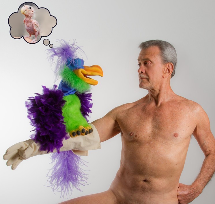 Bill Schwartz, the naked ventriloquist, and his puppet Kooky.