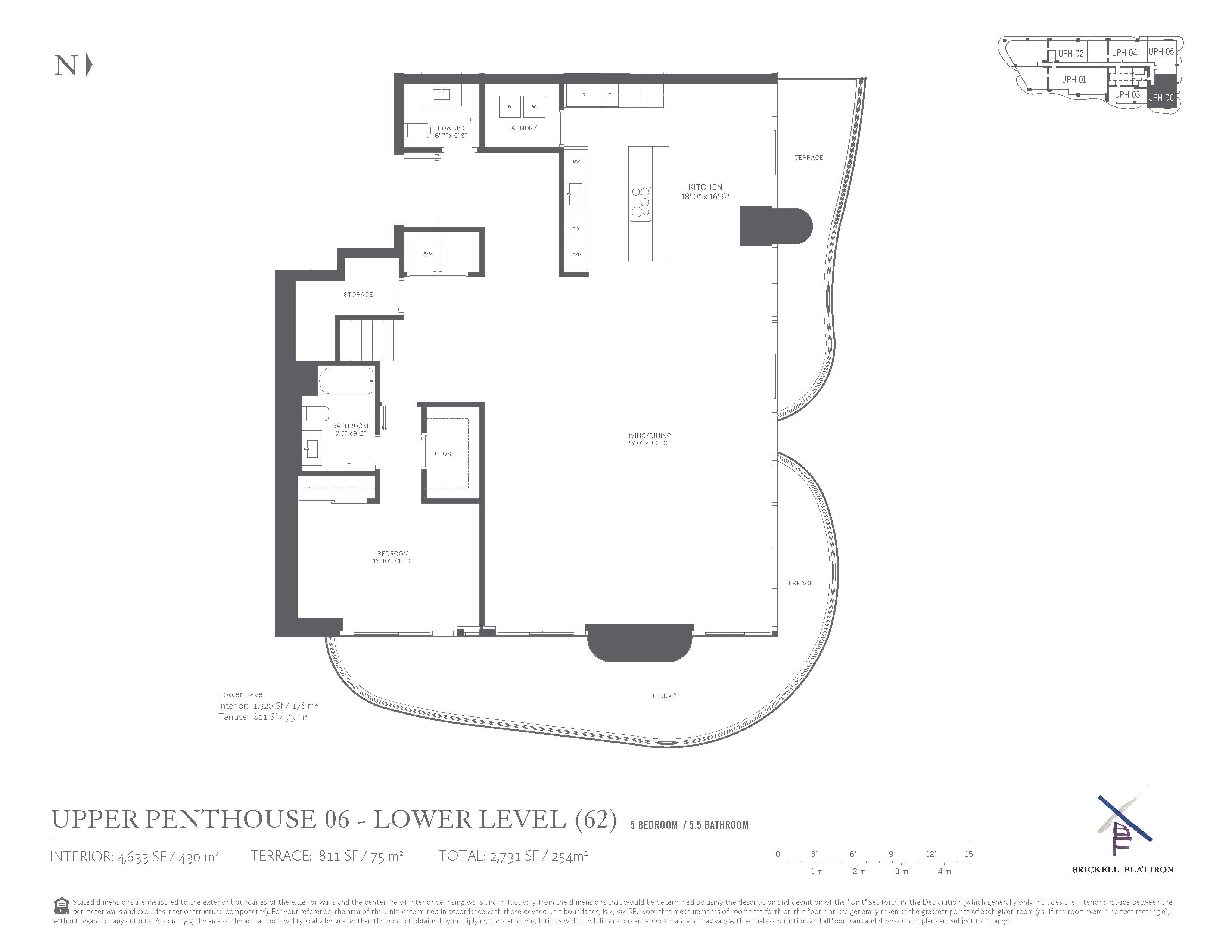 Brickell Flatiron UPH06 floor plan lower level