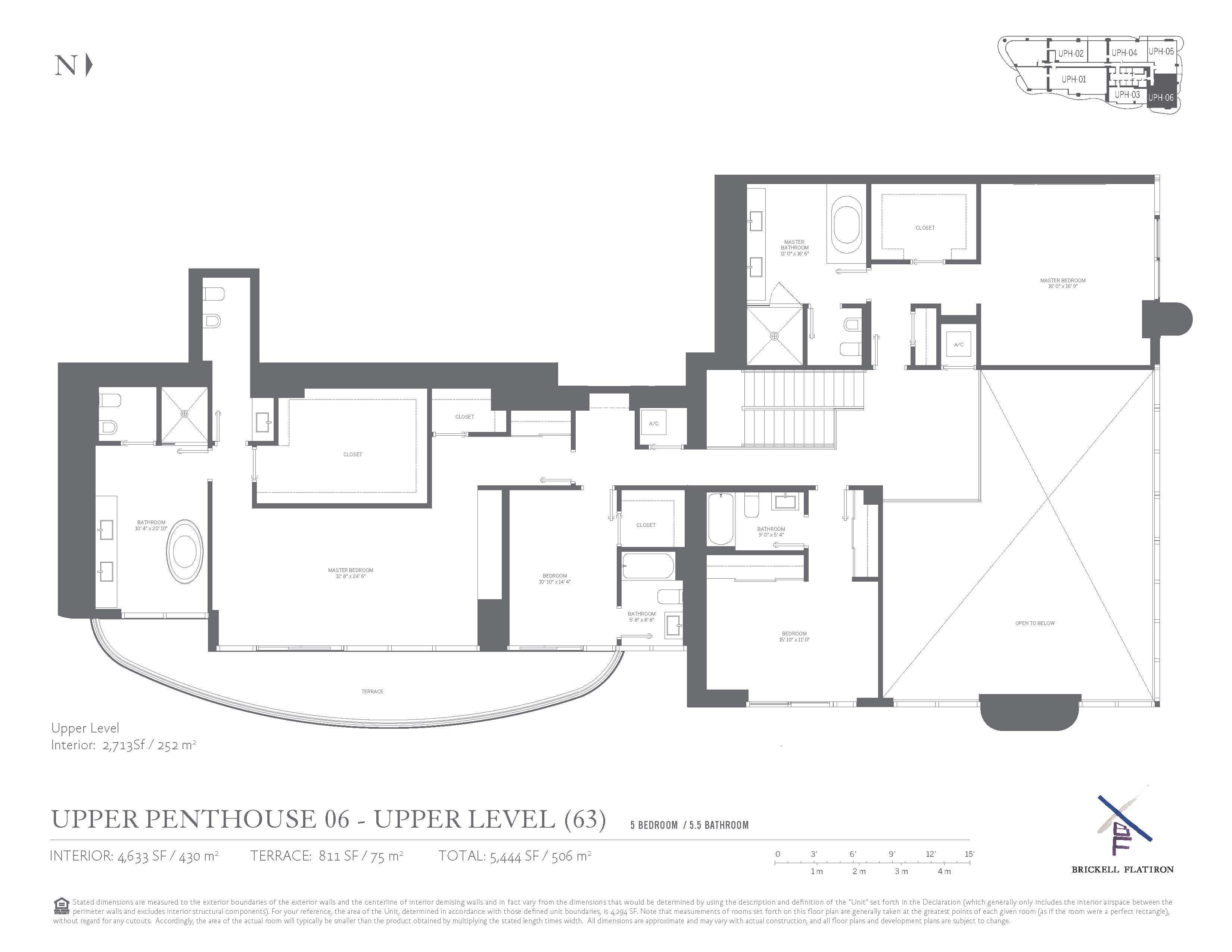 Brickell Flatiron UPH06 floor plan upper level