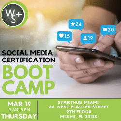 Gestión de redes sociales y certificación de marketing Boot Camp Class ofrecida por la directora ejecutiva, Michelle Hummel de Web Strategy Plus en Miami Florida
